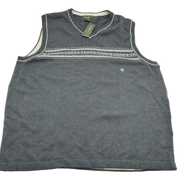 Eddie Bauer Vest Mens Large Sweater Pullover V-Neck Holiday Christmas Casual New - Picture 1 of 12